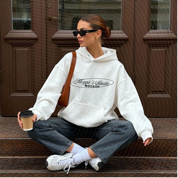 Gildan 18500 White Hoodie Mockup: Aesthetic pinterest mockup (PNG Digital Download)