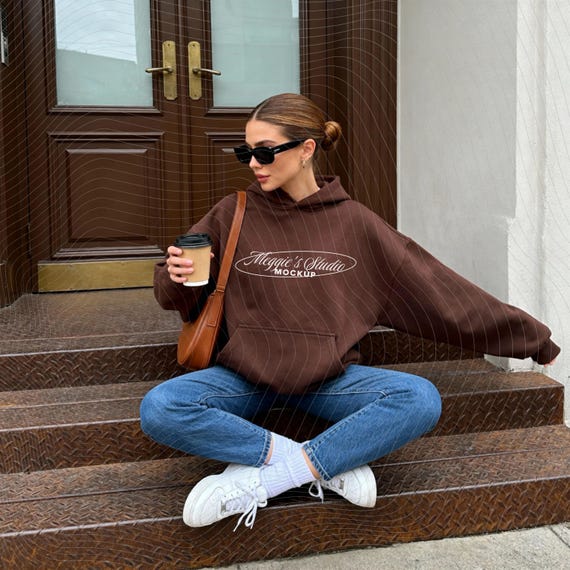 Dark Chocolate Gildan 18500 Brown Hoodie Mockup: Aesthetic pinterest mockup (PNG Digital Download)