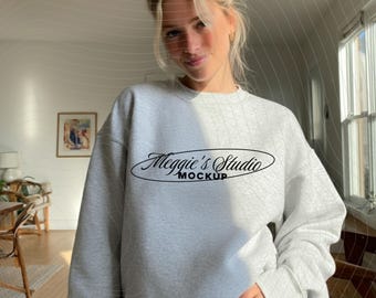 Ash Gildan 18000 Sweatshirt Mockup (PNG Digital Download)