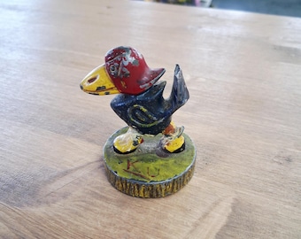1930s to 1940s Kansas Jayhawks KU Rare Antique Collectable Jayhawk Mascot Cast Iron Football Statue Paper Weight