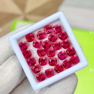 28 Carat 25 PC Lab Grown Red Ruby Cushion Ring Size Loose Gemstone