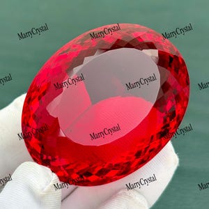 190+ CT Ruby Red Topaz Color Glass Gemstone 40x32mm: Oval Cut for Jewelry, Decor