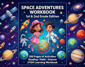 Weltraum Abenteuer Arbeitsbuch für Kinder | 250 Seiten STEM Beschäftigungsbuch | 1