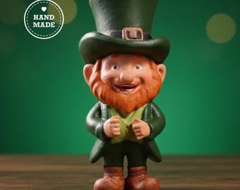 St Patrick’s Day Leprechaun Gnome Lucky Irish Gift Decor HandMade Gnome Figurine