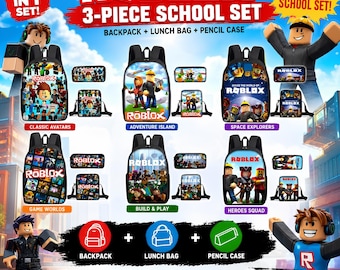 Roblox Backpack | 3 School Set Backpack + Launch and Pencil Bag |