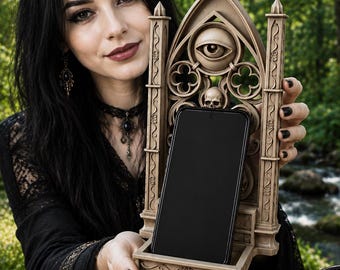Gothic Phone Stand Book Style | Tablet Holder | Goth Room Witch Craft Gift