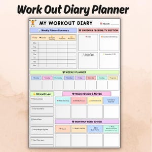 Editable Workout Planner Canva, Fitness Tracker Printable, Gym Workout Log, Weekly Exercise Journal, Health Diary Digital Download