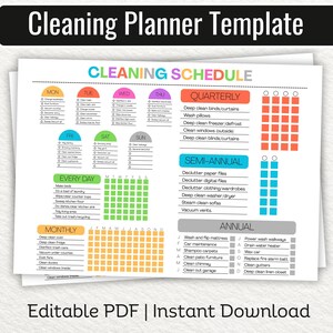 Cleaning Schedule Chart, Daily Weekly Monthly Home Cleaning Checklist, Household Chore Planner, Declutter & Deep Clean Tracker