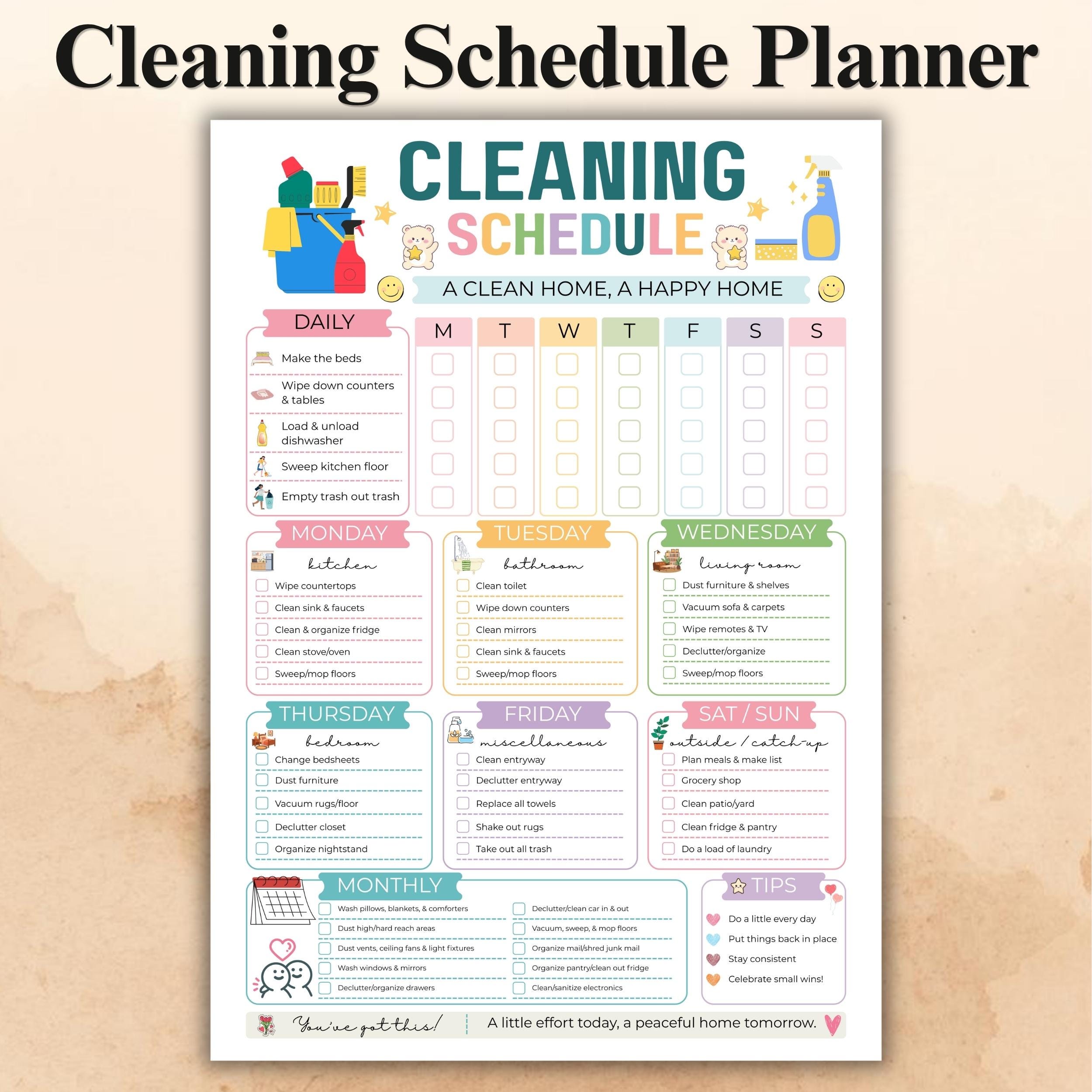 Editable Cleaning Schedule Printable Canva Template, ADHD Cleaning ...