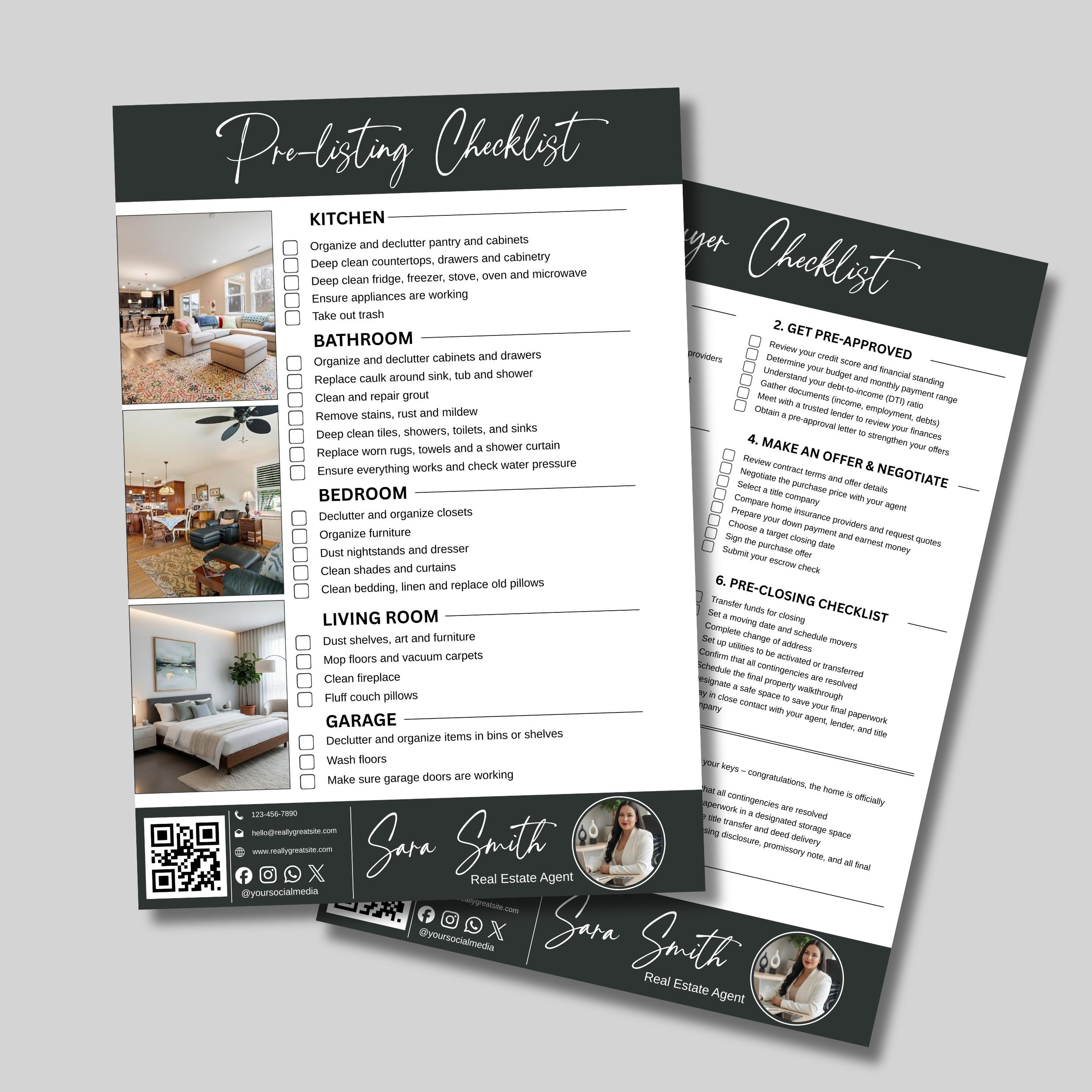 Editable Pre Listing Checklist Canva Template, Real Estate Seller Guide ...