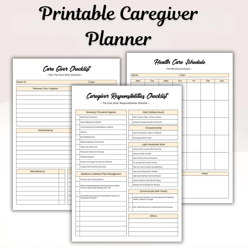 Editable Caregiver Daily Log Printable Template, Printable Elder Care ...