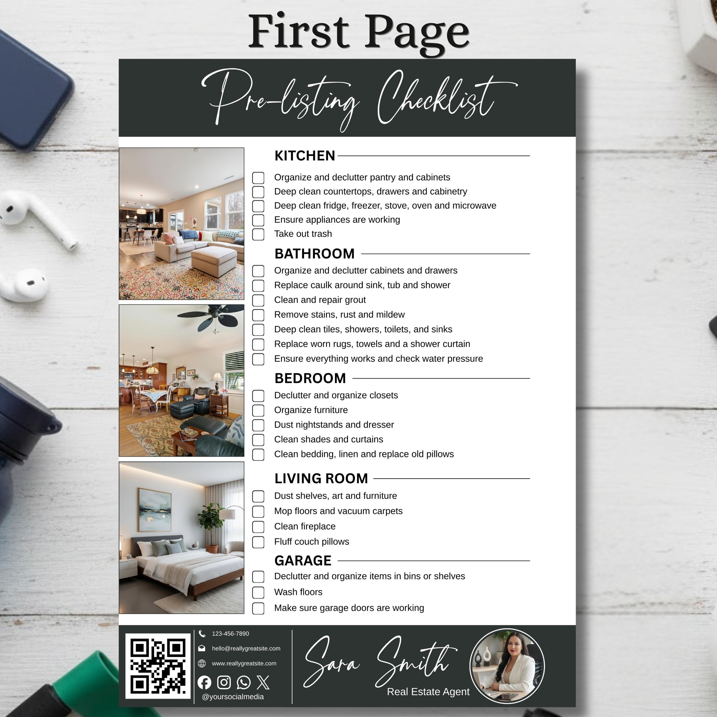 Editable Pre Listing Checklist Canva Template, Real Estate Seller Guide ...