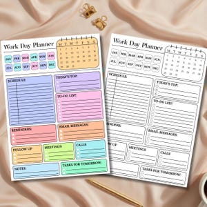 Editable Work Planner Printable, Daily Work Day Schedule Template, Productivity Planner & To Do List Priority Matrix Fillable PDF