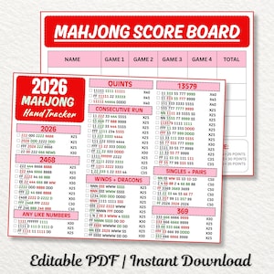 Printable Mahjong score tracker for beginners and casual players