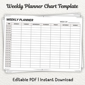 Weekly Planner Printable Template | Hourly Weekly Schedule | Editable Canva Planner | Daily Time Blocking Planner | Productivity Planner PDF