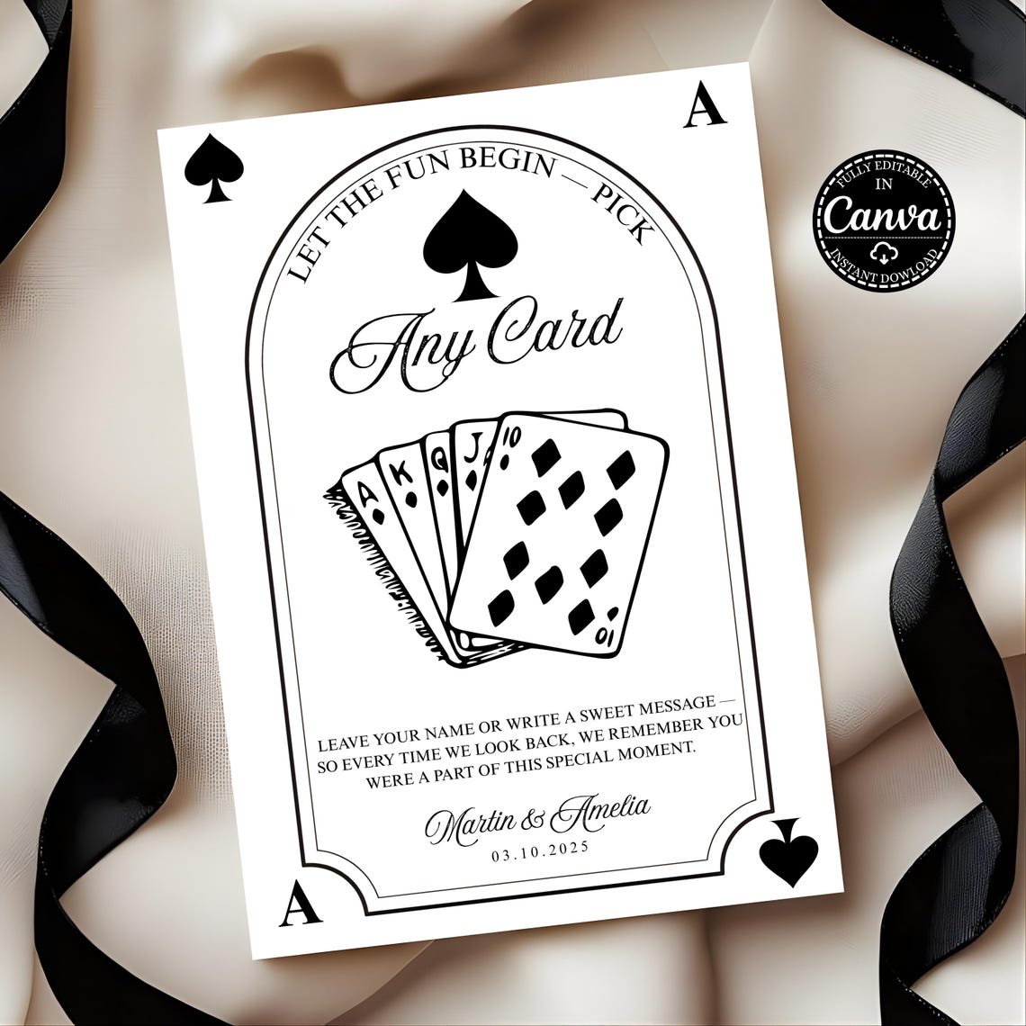 Editable Ace of Spades Invitation – Minimalist “pick Any Card” Game ...