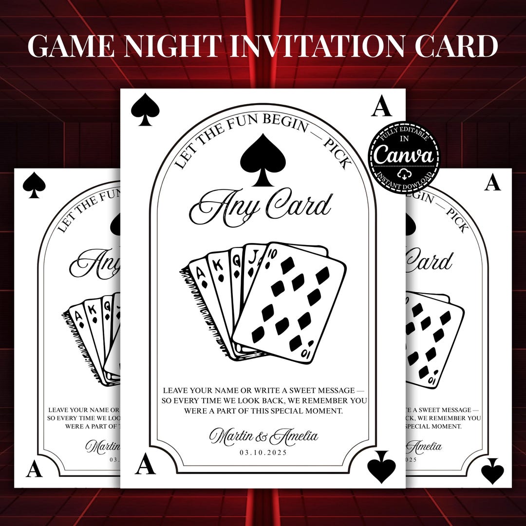 Editable Ace of Spades Invitation – Minimalist “pick Any Card” Game ...