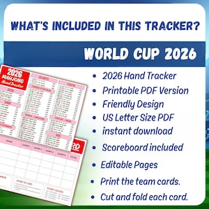 Mahjong PDF download with hand tracker and scorekeeping board