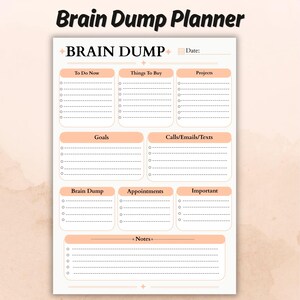 Brain Dump Printable Planner, ADHD Daily Planner PDF, Productivity Worksheet, Task Organizer, Minimalist Printable, Instant Download