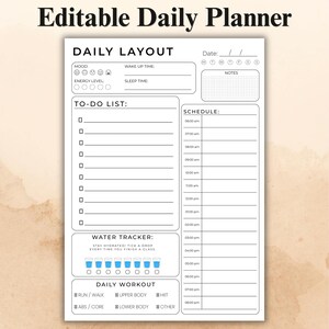 Printable Daily To Do List, Minimal Daily Planner & Task Checklist, Productive Day Routine Sheet, Fillable PDF, Instant Download