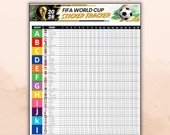 Printable World Cup 2026 Sticker Tracker, Soccer Collection Checklist, Football Album Organizer Digital Download