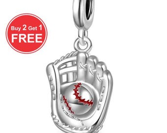 Pandora baseball charm , S925 Sterling Silver , Bracelet Necklace Pendant Charm , Christmas Charm Jewelry , FREE DELIVERY