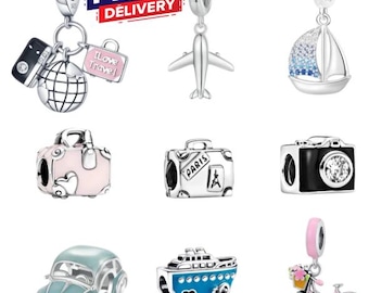 Colgante Pandora de plata de ley S925 - Colección Viajes - Colgante para pulsera - Regalo de joyería navideña - ENVÍO GRATIS