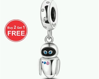 Colgante de robot Pandora, plata de ley S925, colgante para pulsera o collar, joyería navideña, regalo para ella, envío gratis
