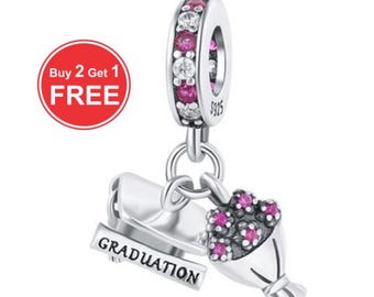 Charm de graduación de Pandora, plata de ley S925, colgante para pulsera, collar, joyería navideña, envío gratuito.
