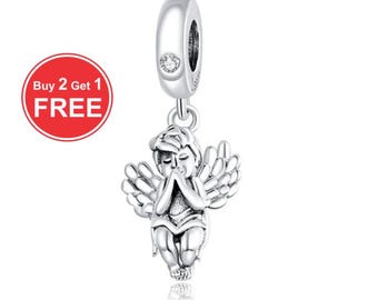 Pandora angel Charm , S925 Sterling Silver , Bracelet Necklace Pendant Charm , Christmas Charm Jewelry , Gift For Her, FREE DELIVERY