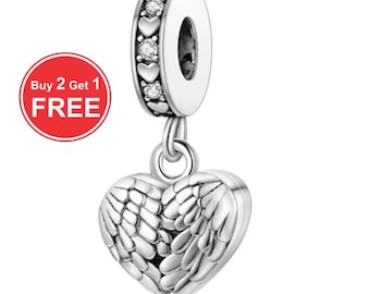 Guardian Angel Wings charm , S925 Sterling Silver , Bracelet Necklace Pendant Charm , Christmas Charm Jewelry , FREE DELIVERY
