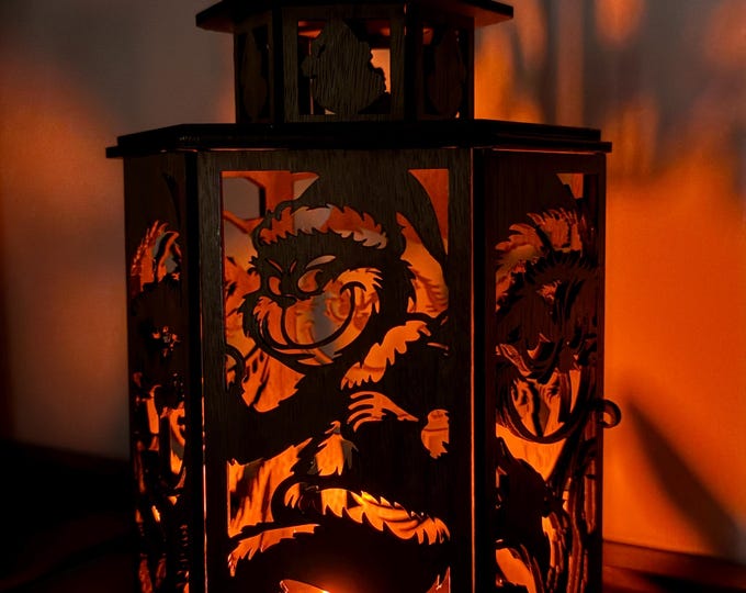 Grinch tee light lantern