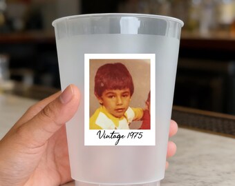 Vintage 1975 Custom Party Frosted Cups Personalized Birthday Custom Face Party Decorations 50th Birthday Cups Vintage 50th Cups 1975