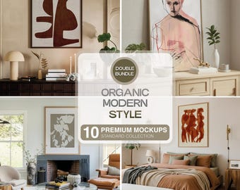 モダンなオーガニックモックアップ10個パック、曲線的なタッチのモダンなテンプレート、オーガニックスタイルのプリントやポスター用のPSDファイルのバンドル