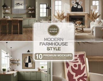 モダンファームハウスのモックアップ10個パック、アメリカンタッチのモダンなテンプレート、PSDファイルのバンドル、アメリカンスタイルのプリントとポスター