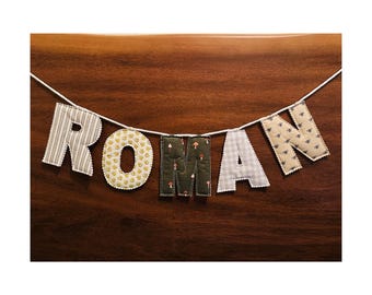 Personalized fabric name banner | Custom name banner | Custom nursery banner | Nursery wall decor | Custom baby name garland | Name banner