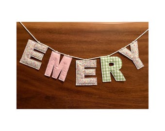 Custom name banner | Personalized fabric name banner | Custom nursery banner | Nursery wall decor |