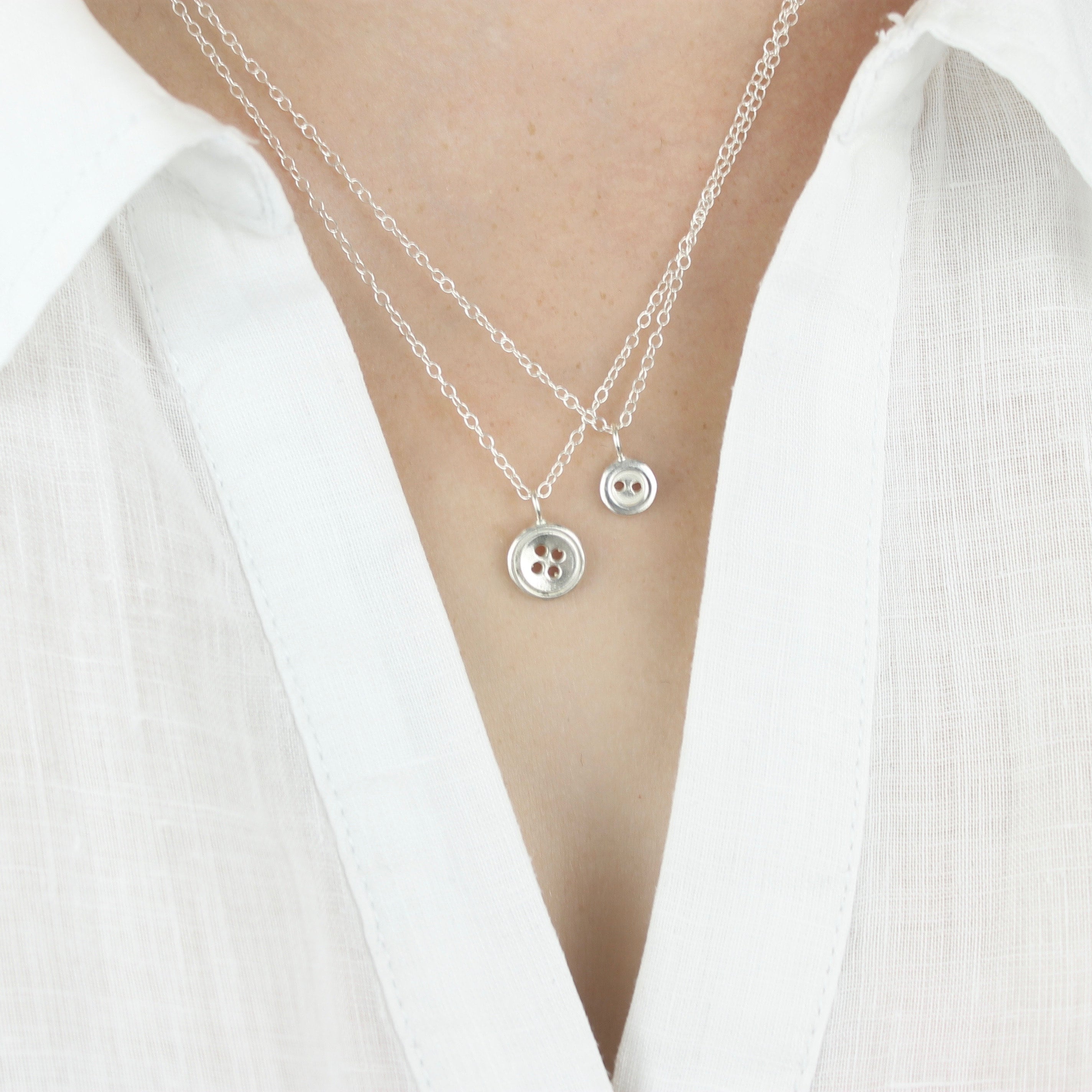 Collana In Argento Sterling 925 Con Bottone - Catenina Sottile 1mm, Elegante E Minimal