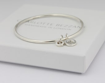 Handmade sterling silver button bangle bangle