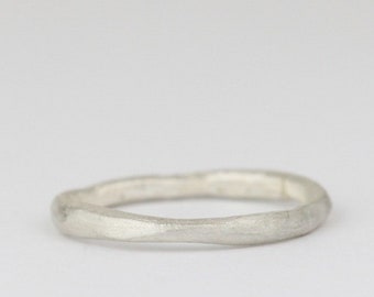 The MINI Organic rustic silver ring approx 2mm wide. Sustainable, ethical, recycled. Matte sterling silver ring.