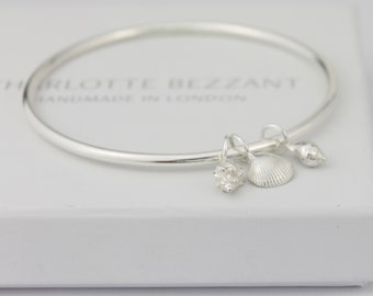 Handmade silver shell bangle