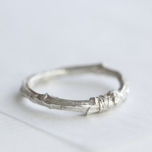 Silver twig ring, twig wedding ring, cherry tree ring, nature ring, nature jewellery, woodland jewellery