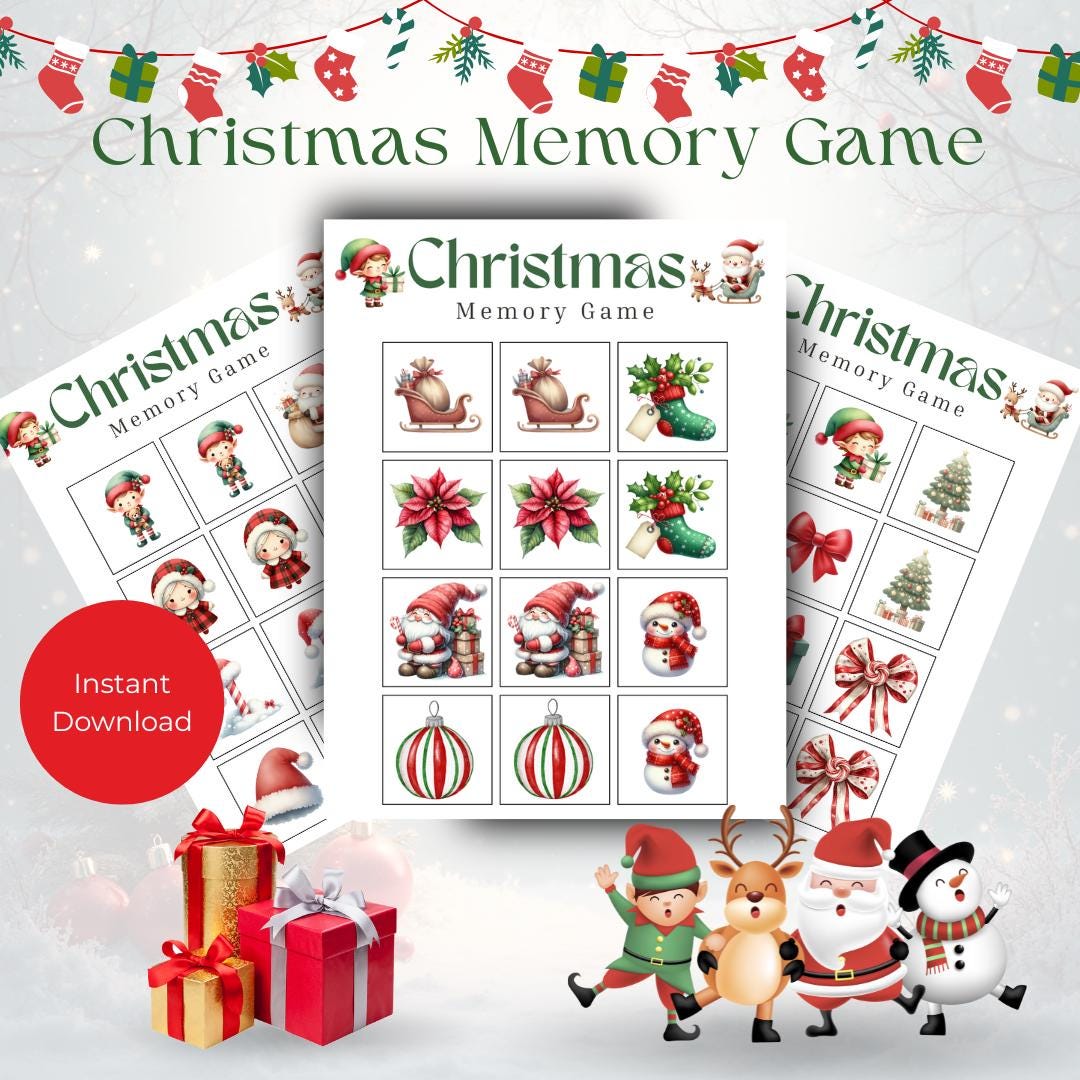 Kids Christmas Memory Game – Printable Matching Cards | Holiday ...