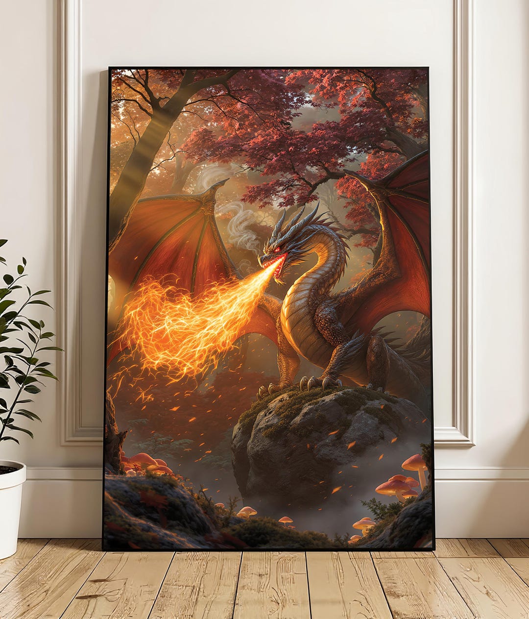 Fire Dragon Art Print, Fantasy Home Decor (digital Download) - Etsy