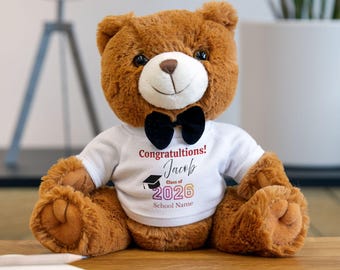 Personalized Graduation Teddy Bear with T-Shirt | Custom Grad 2026 Plush, Class of 2026 Gift