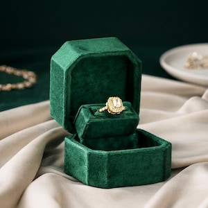 Handgemaakte luxe custom aandenken fluwelen ringdoos - gepersonaliseerde unieke verlovingsringdoos - trouwringdoos - voorstel sieradendoos - geschenken