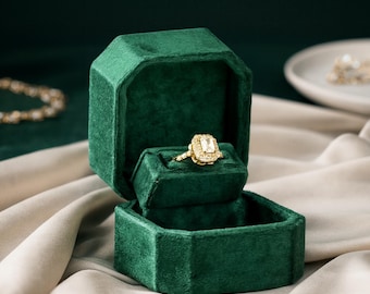 Handmade Luxury Custom Keepsake Velvet Ring Box - Personalized Unique Engagement Ring Box - Wedding Ring Box - Proposal Jewelry Box - Gifts