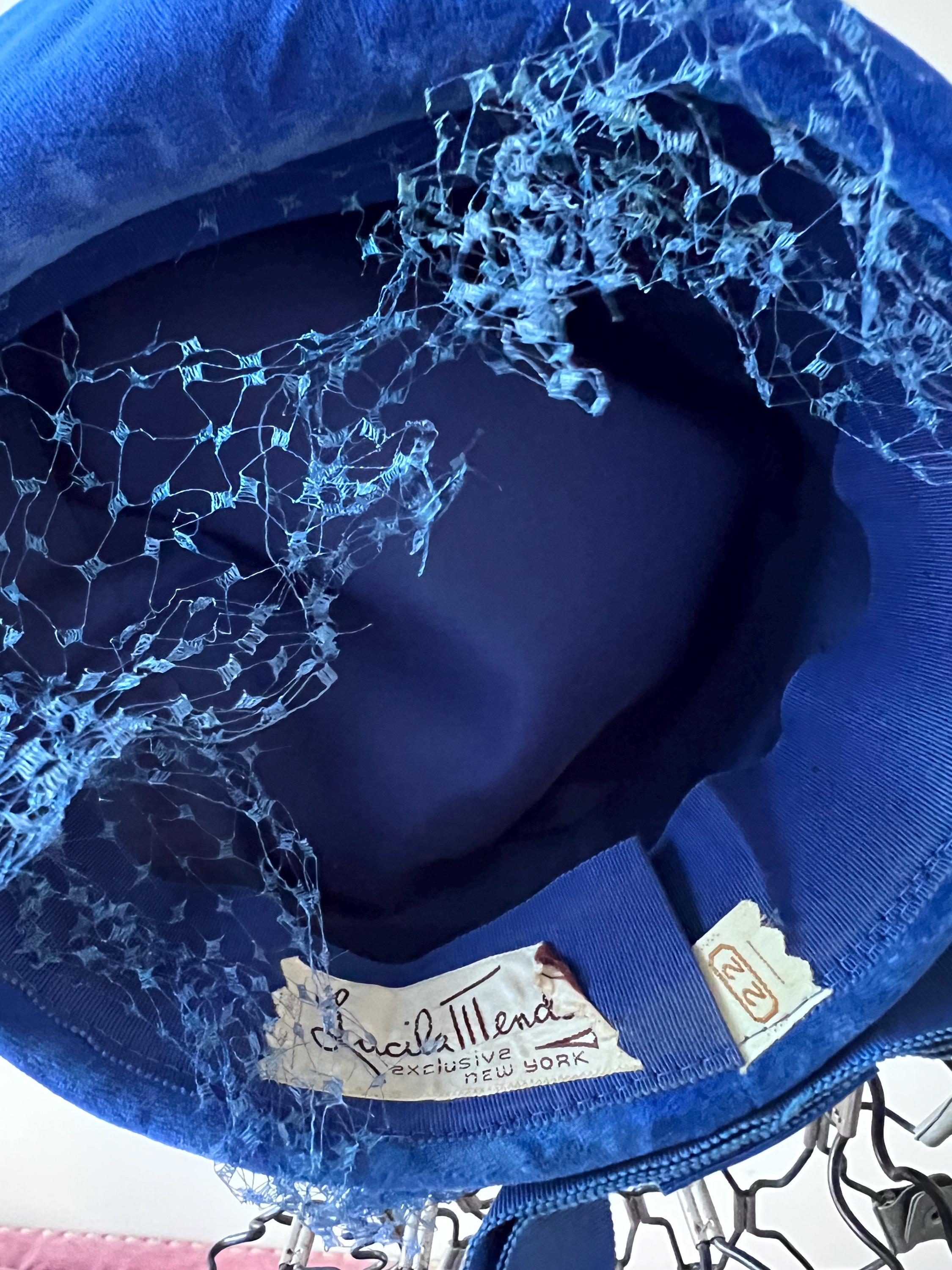 Vintage 1950s Lucila Mendez Exclusive Blue Pillbox Hat – NY 