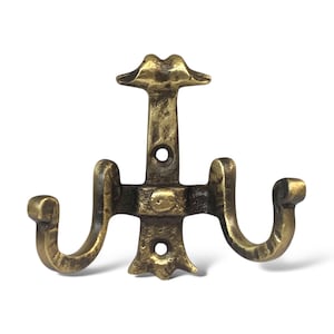 Hand-crafted Antique Finish Brass Double Coat Hook