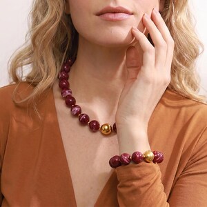 Multi-Color Resin Bead Necklace & Bracelet Set - Trendy Chain Jewelry - Daily Wear and Gift